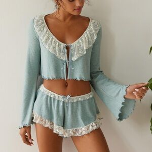 Out From Under Paisley Cozy Lace-trim set